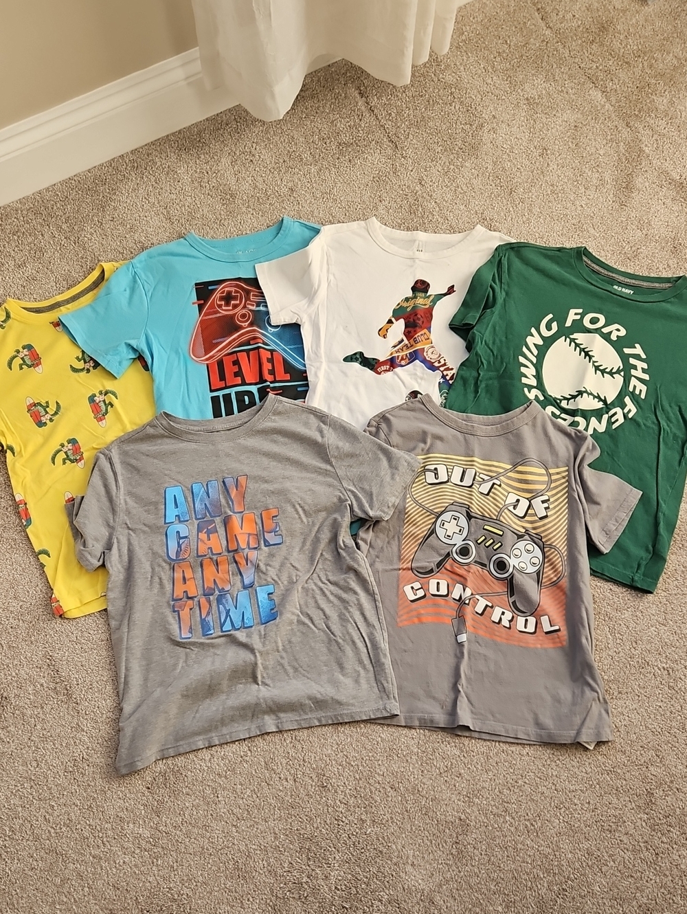 Kids Graphic Tee - Green, Yellow, Blue, White & Gray Assorted Colors